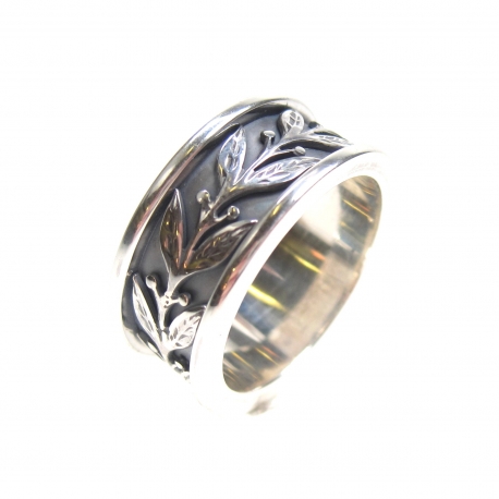 Zilveren ring met zilveren bladdraad ref. 10190