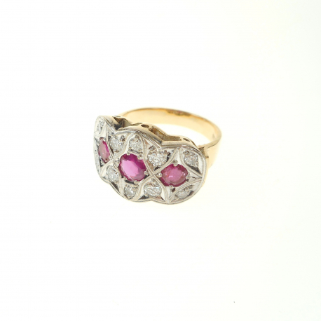 Gouden ring met robijn en diamant ref. 13671