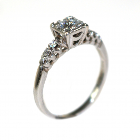 Vintage platina ring met diamant ref. 14110