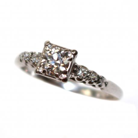 Vintage platina ring met diamant ref. 14110