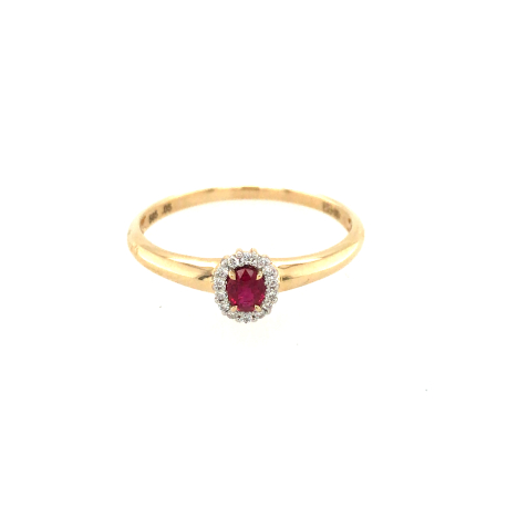 Gouden ring met robijn en diamant ref. 15738