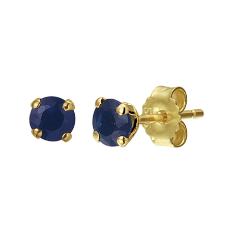 Gouden oorknopjes met blauwe saffier van  4 mm ref. 15203