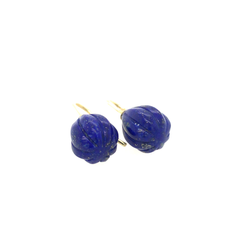 Geelgouden oorhangers met lapis lazuli ref. 15836