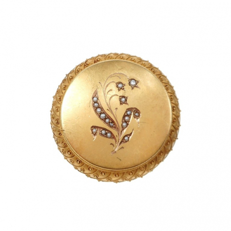 Vintage gouden broche met parels ref. 12082