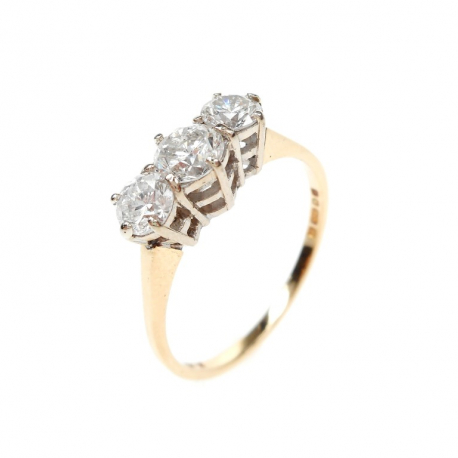 Vintage geelgouden ring met 3 diamanten ref. 12248