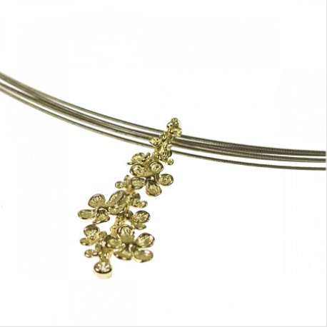 Gouden hanger met bloemetjes en diamant ref. 12325