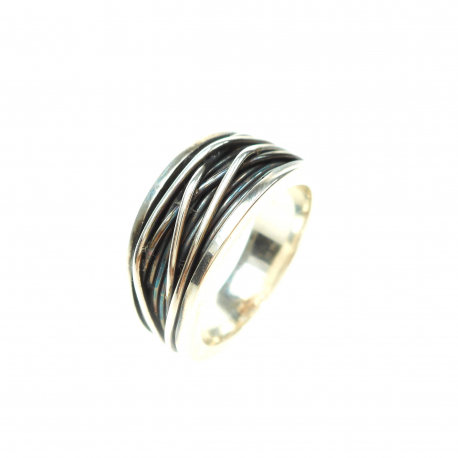 Zilveren ring omwikkeld met zilverdraad ref. 12780