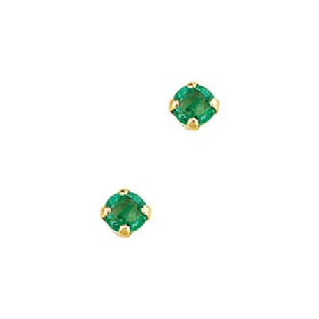 Geelgouden oorknopjes met smaragd ref. 11558