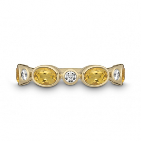 Geelgouden ring met citrien en diamanten ref.13640
