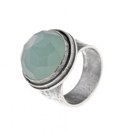 Zilveren ring met groenen kwarts