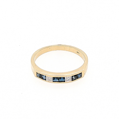 Geelgouden ring met diamant en saffier ref. 14116