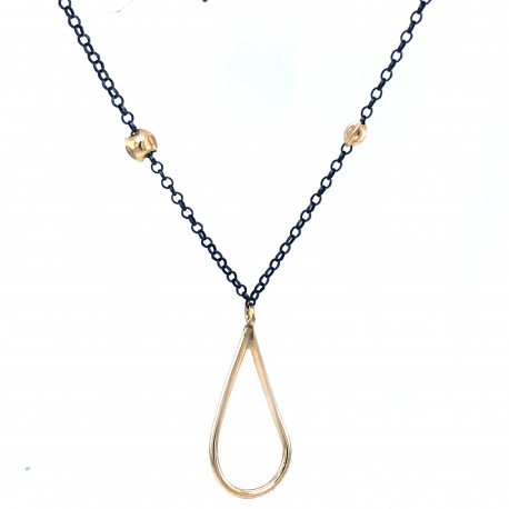 Gezwart zilveren collier met hanger ref. 13584