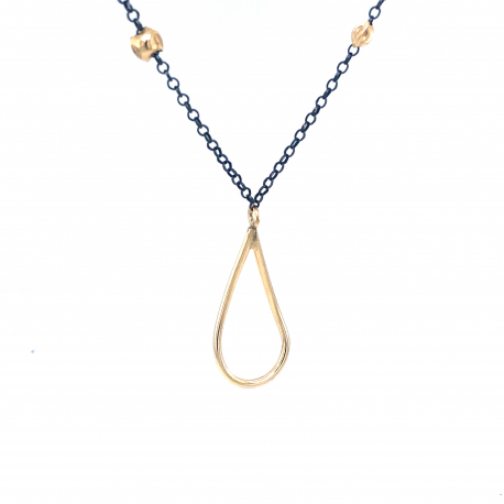 Gezwart zilveren collier met hanger ref. 13584