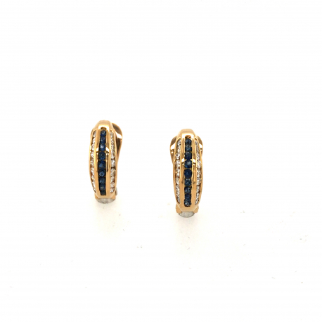 Gouden oorsieraden met diamant en saffier ref. 15400