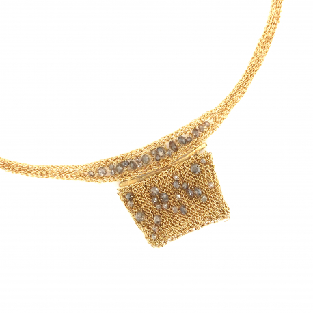 Gouden collier met bruine diamant ref 15457