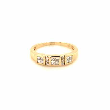 Vintage geelgouden ring met diamant ref. 15650