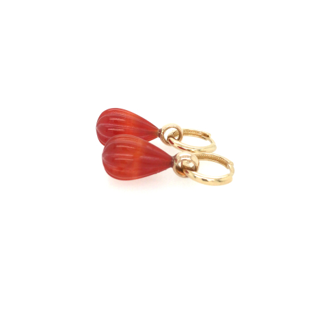 Handgemaakte gouden oorhangers met carneool ref. 15900