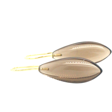 Gouden oorhangers met rookkwarts ref. 16011