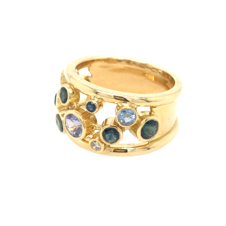 Geelgouden ring met saffieren en diamanten ref. 15951