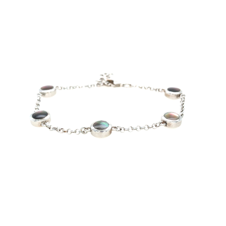 Zilveren armband met parelmoer grey ref. 15371