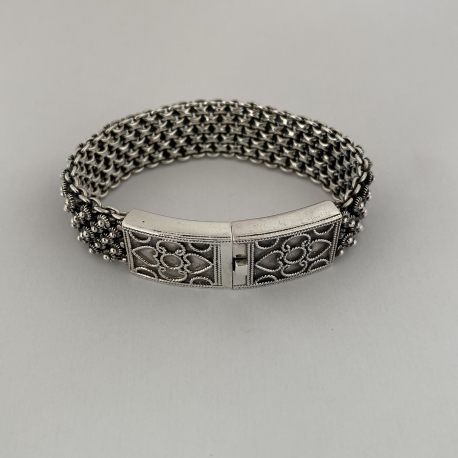 Vintage zilveren armband met gevlochten structuur ref. V2