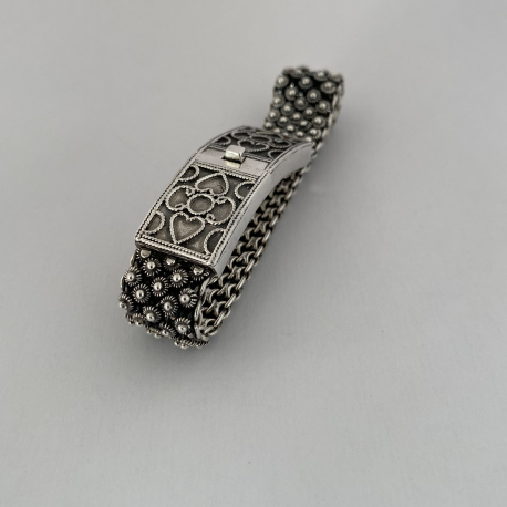 Vintage zilveren armband met gevlochten structuur ref. V2